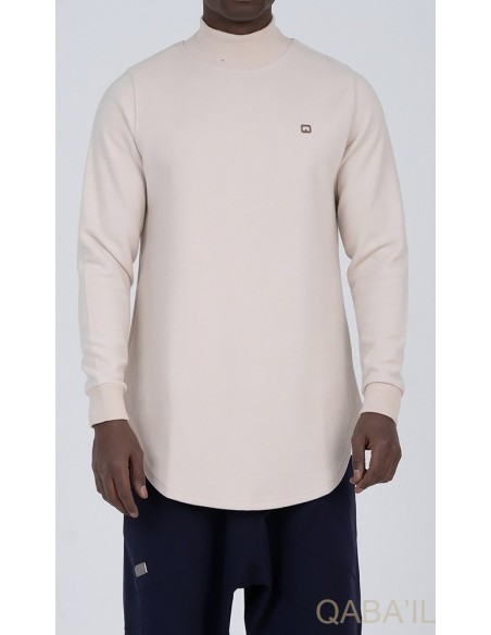 Pull col montant qaba'il beige