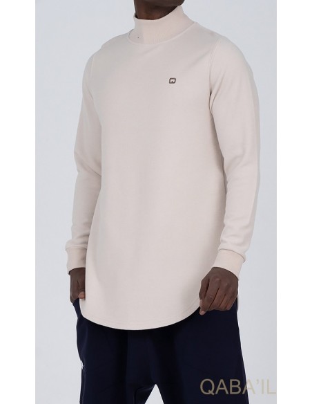 Pull col montant qaba'il beige