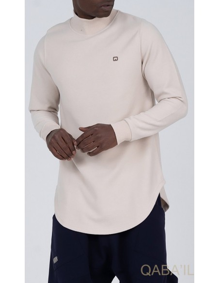 Pull col montant qaba'il beige