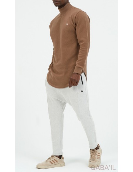 Pull col montant qaba'il taupe