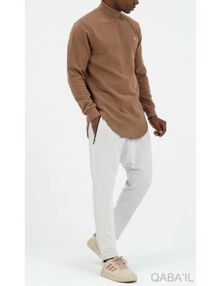 Pull col montant qaba'il taupe