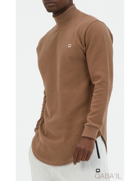 Pull col montant qaba'il taupe