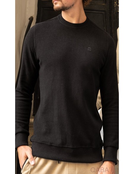 Pull col rond qabail noir