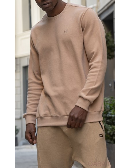 Pull col rond qabail beige