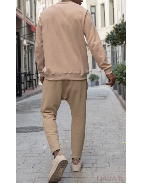 Pull col rond qabail beige