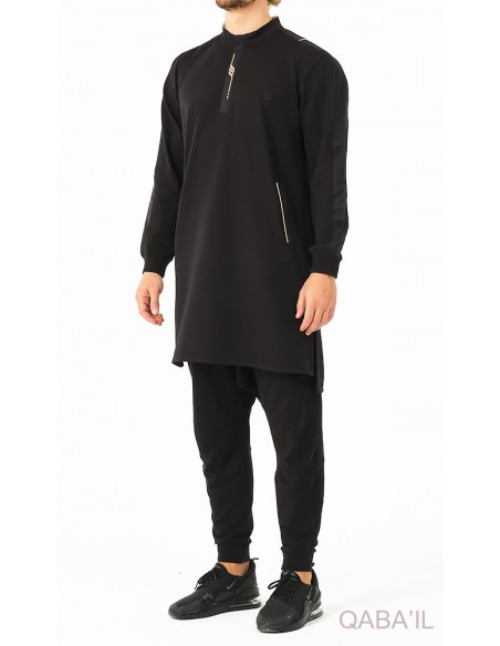 Qamis qabail qc Subtil noir et or