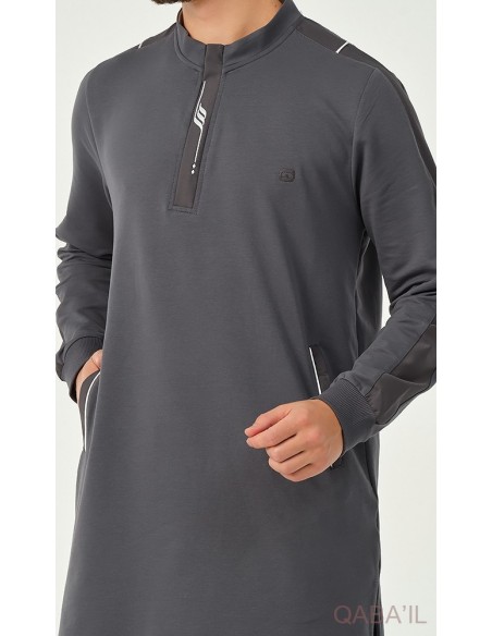 Qamis qabail qc Subtil gris anthracite