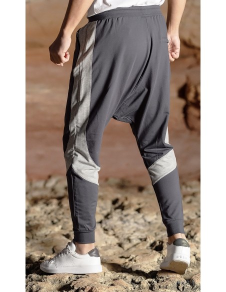 Sarouel qabail performance Bi color gris fonce / blanc
