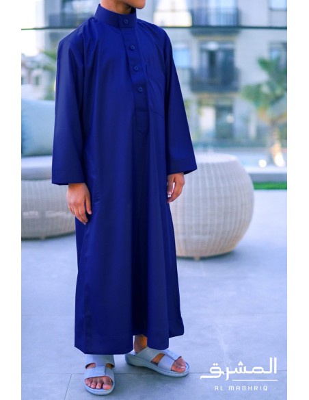 Qamis saoudien " AL MASHRIQ " enfant bleu nuit