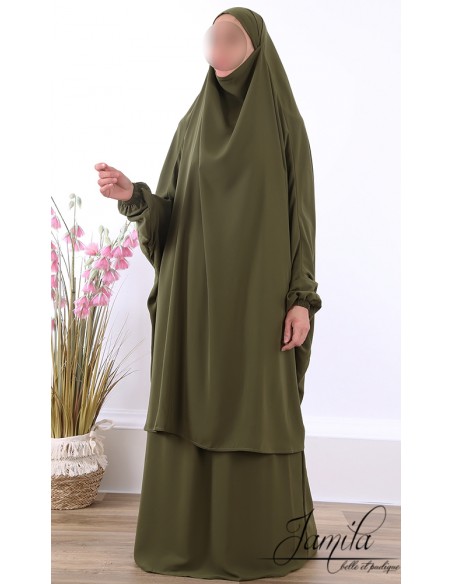 Jilbeb 2-delige rok Jamila khaki