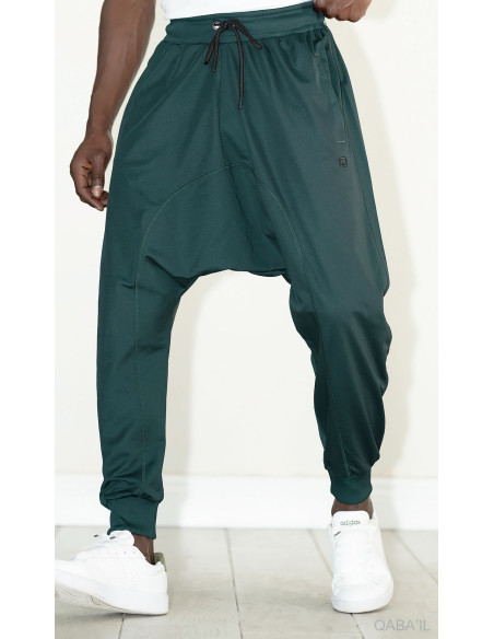 Saroual jogging léger qaba'il vert bouteille