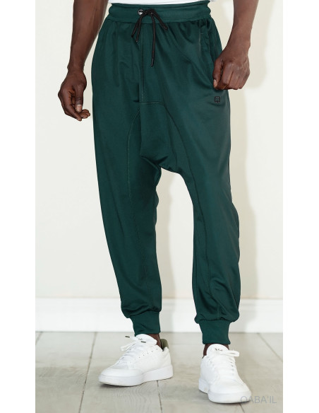 Saroual jogging léger qaba'il vert bouteille