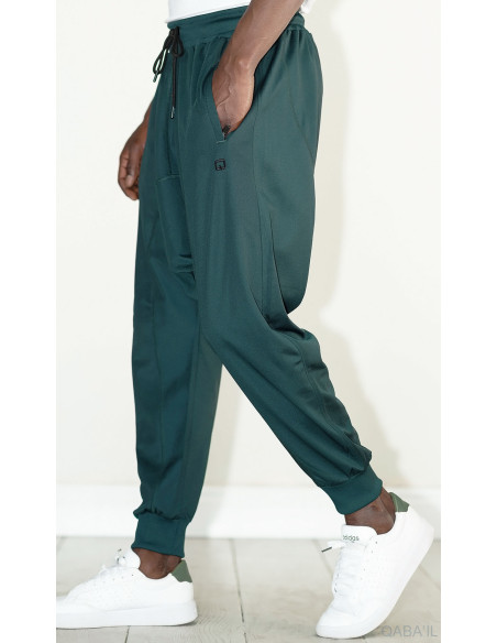 Lightweight jogging saroual qaba'il green