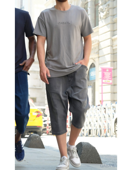 Bermuda jean qabail gris