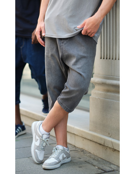 Bermuda jean qabail gris