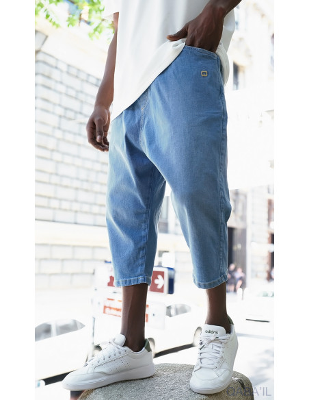 Bermuda jean qabail bleu clair