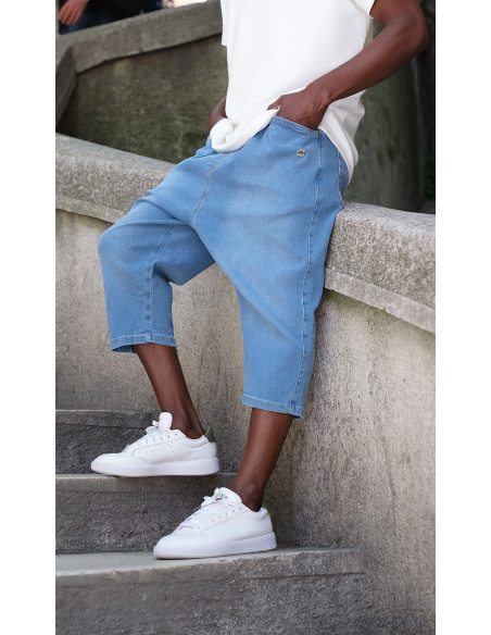 Bermuda jean qabail bleu clair