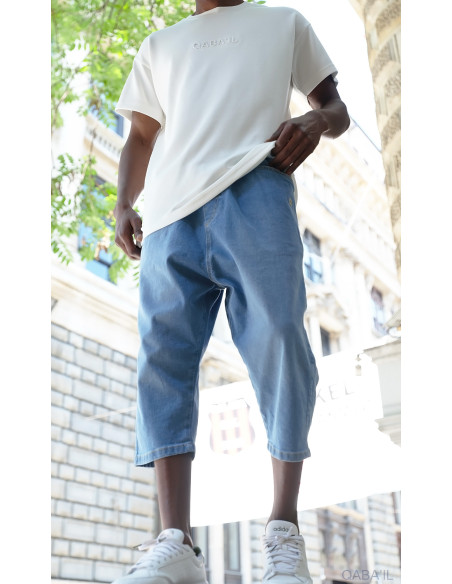Bermuda jean qabail bleu clair