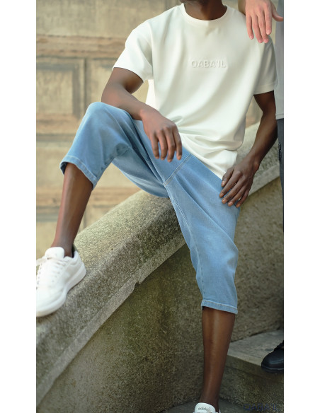Bermuda jean qabail bleu clair