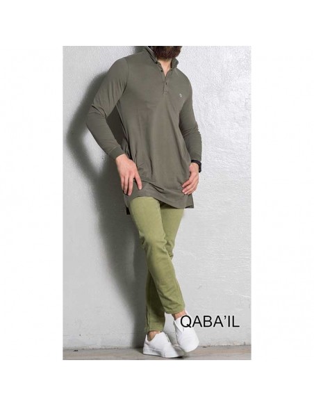 Polo long qaba'il kaki