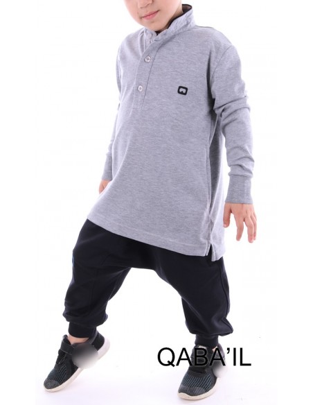 Polo qaba'il enfant gris clair