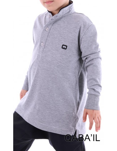 Polo qaba'il enfant gris clair