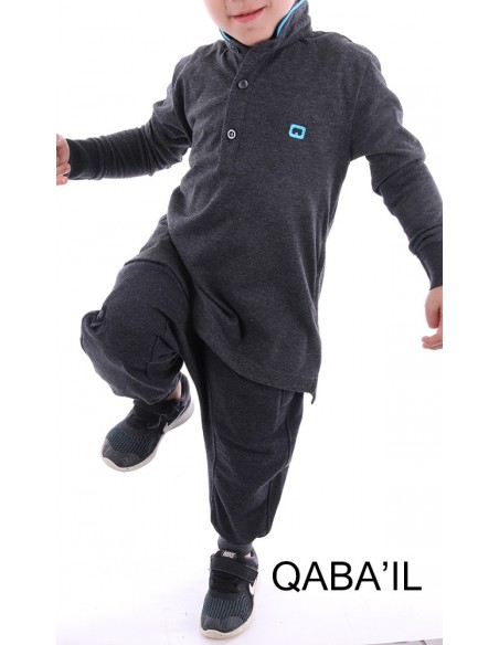 Polo qaba'il enfant gris anthracite