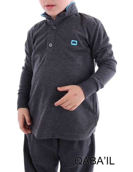 Polo qaba'il enfant gris anthracite