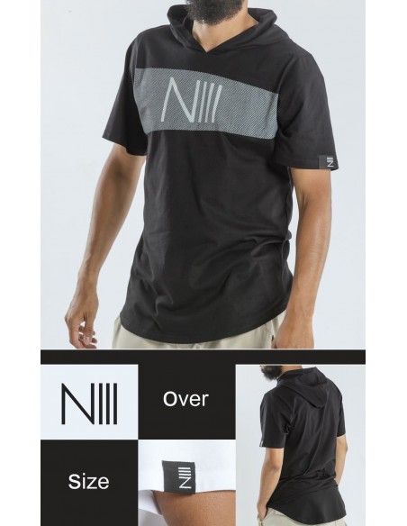 N3 zwart T-shirt met capuchon