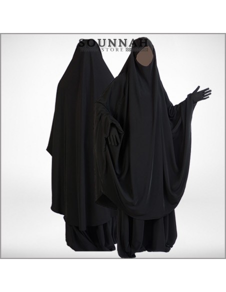 Jilbab/Jilbeb 2 pièces jupe noir Al Manassik
