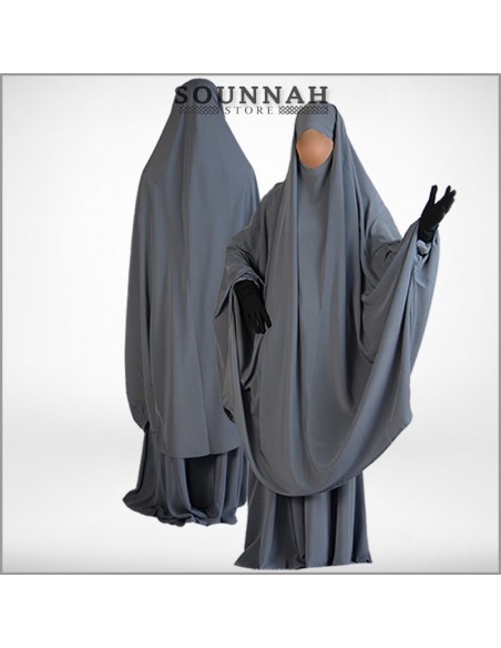 Jilbab/Jilbeb 2 pièces jupe gris Al Manassik