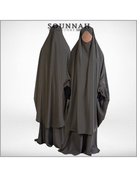 Jilbab/Jilbeb 2-delige rok taupe Al Manassik