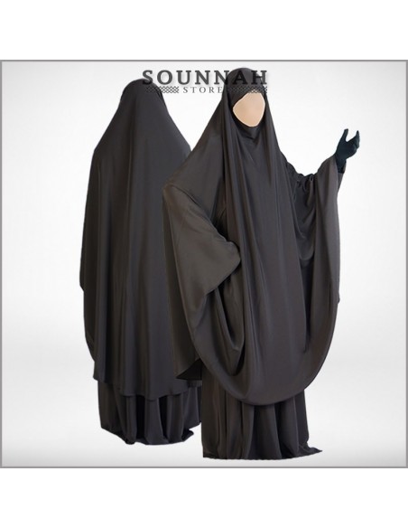 Jilbab/Jilbeb 2 pièces sarouel marron Al Manassik