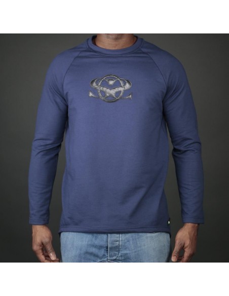 Sweat shirt oussloub satar bleu logo noir
