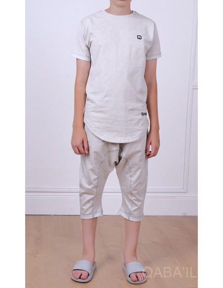 Ensemble Qaba'il nautik enfant blanc chiné
