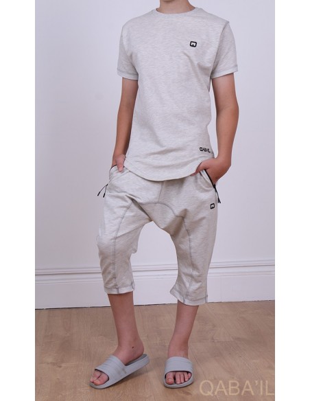 Ensemble Qaba'il nautik enfant blanc chiné