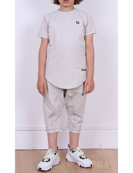 Ensemble Qaba'il nautik enfant blanc chiné