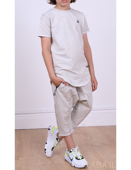 Ensemble Qaba'il nautik enfant blanc chiné