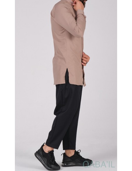 Taupe embossed qaba'il shirt