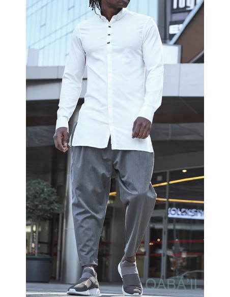 Chemise qaba'il gaufrée écru