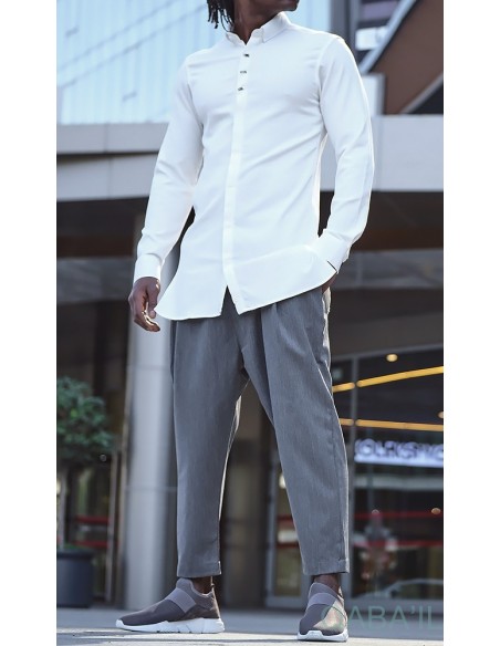 Chemise qaba'il gaufrée écru
