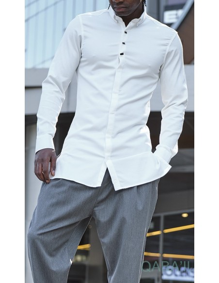 Chemise qaba'il gaufrée écru