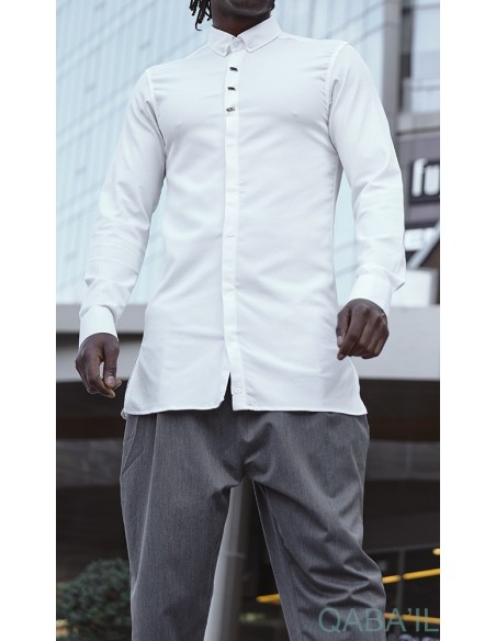 Chemise qaba'il gaufrée écru
