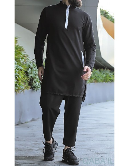 Qamis qaba'il court klaps noir