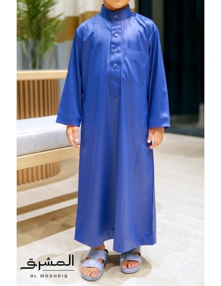 Qamis saoudien " AL MASHRIQ " enfant bleu roy