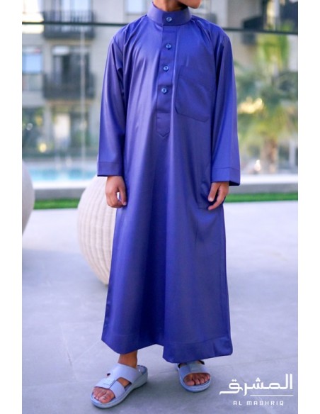 Qamis saoudien " AL MASHRIQ " enfant bleu roy