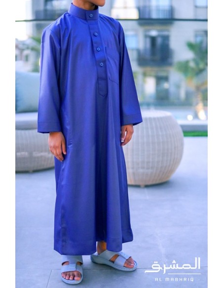 Qamis saoudien " AL MASHRIQ " enfant bleu roy
