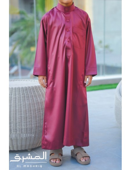 Qamis saoudien " AL MASHRIQ " enfant bordeaux