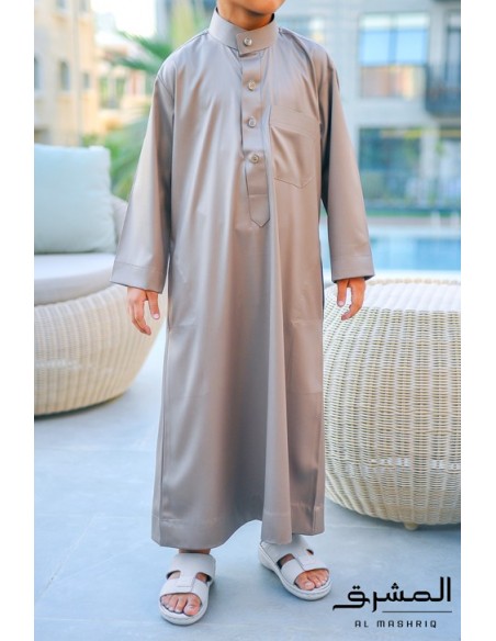Saudi-Arabischer Qamis "AL MASHRIQ" Kind braun / khaki