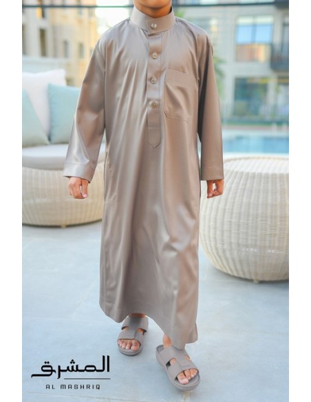 Saudi-Arabischer Qamis "AL MASHRIQ" Kind braun / khaki